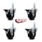 Service Caster 3.5'' Hard Rubber Wheel Swivel 3/4'' Square Stem Caster Set with Brake, 4PK SCC-SQ20S3514-HRS-PLB-34-4 - alternate 3